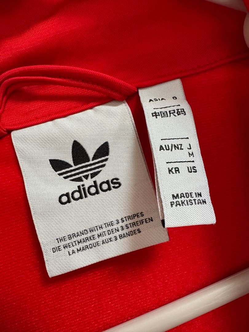 adidas レッド ジャージジャケット M
