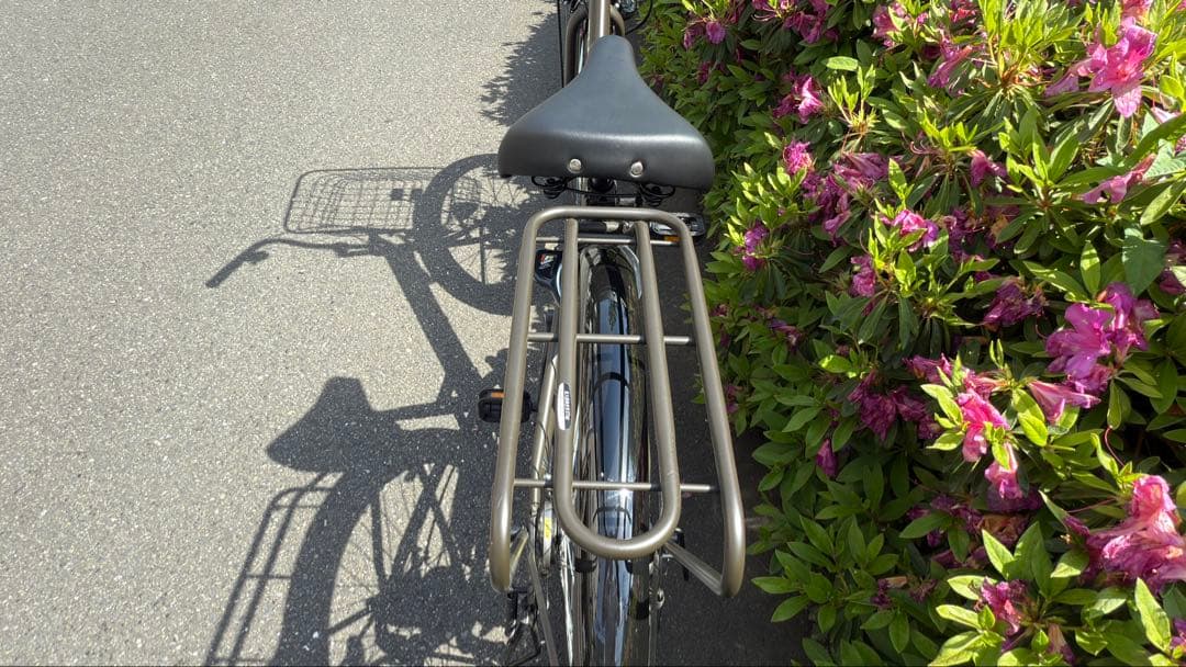 【引き取り限定】TURBULIGHT シティサイクル カーキ　前カゴ・ライト付き