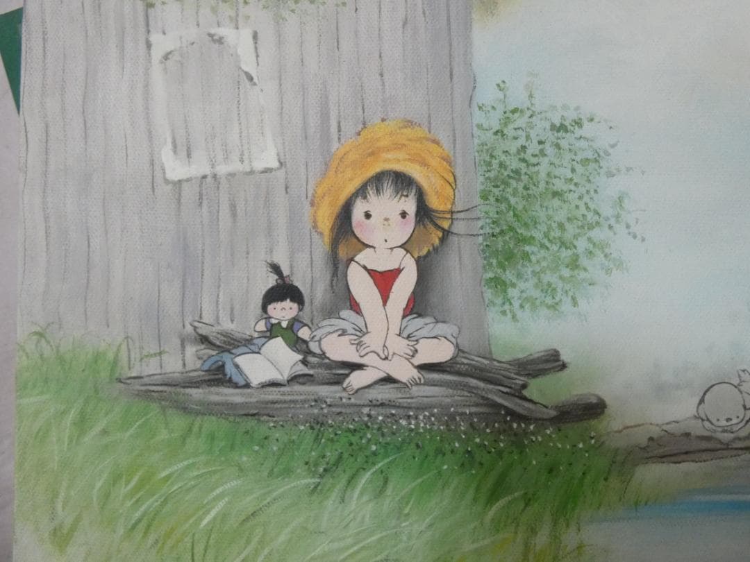 油絵 風景人物　額付き　中島潔　 F6 【　季節の予感　】手描き