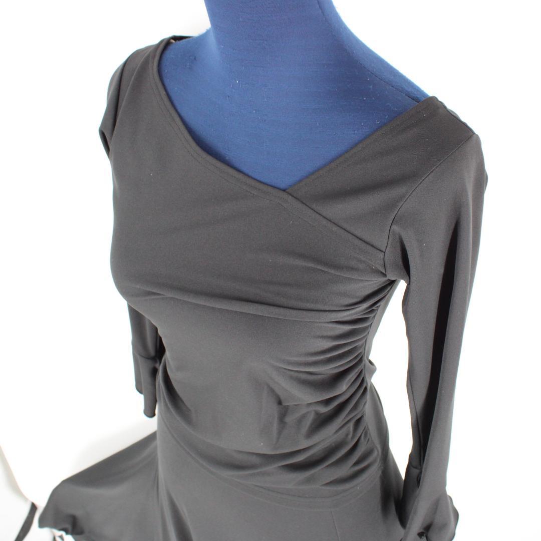 【美品 社交ダンス衣装】上下セット 黒 ブラック 無地 Sanline かわいい