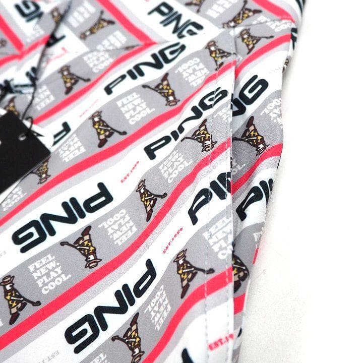 新品ピン ゴルフ 総柄ロゴ ストレッチ ハーフパンツ ショートパンツ ピンク L