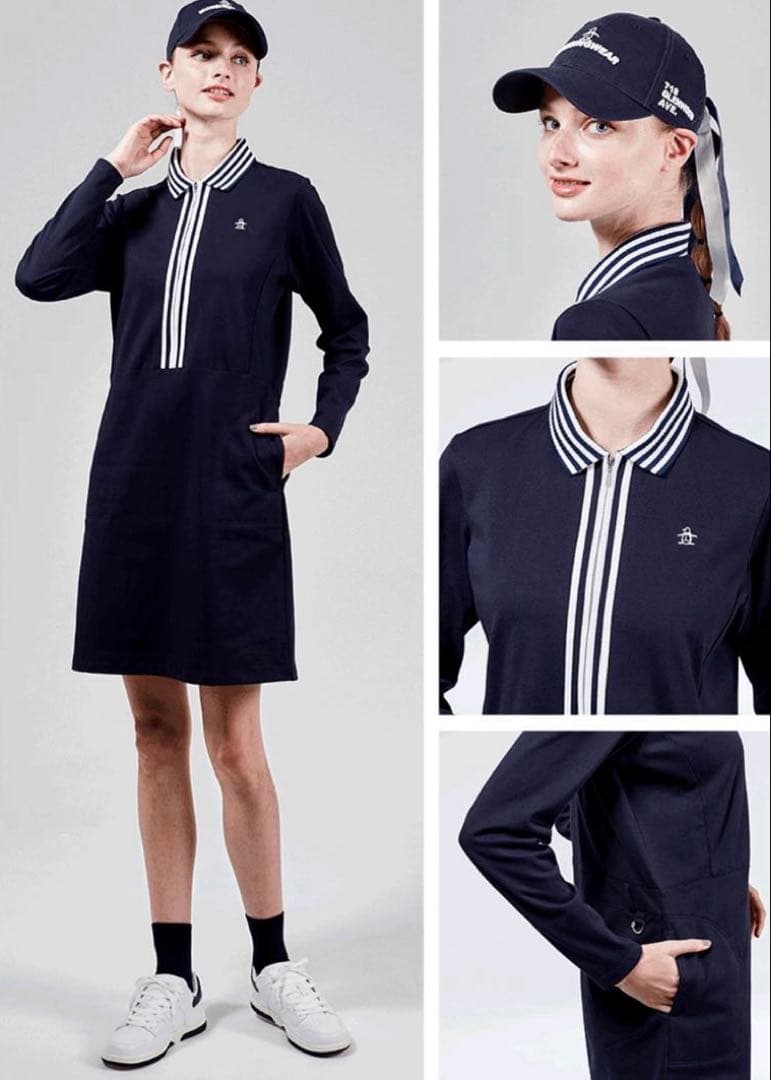 ☆Munsingwear マンシングウェア ゴルフウェア ワンピース 紺色 M