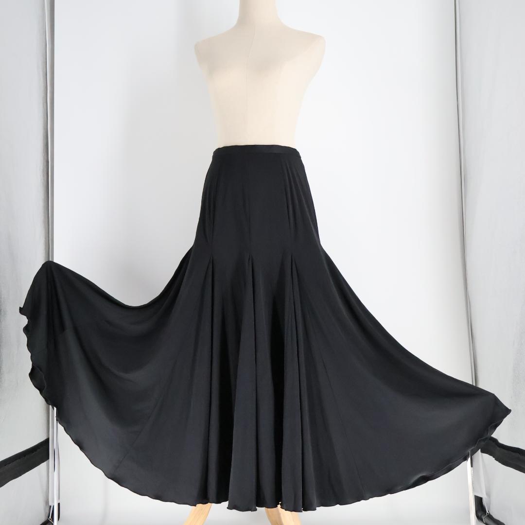 【美品 日本製 フラメンコ衣装】ブラック Chacott ファルダ スカート 黒