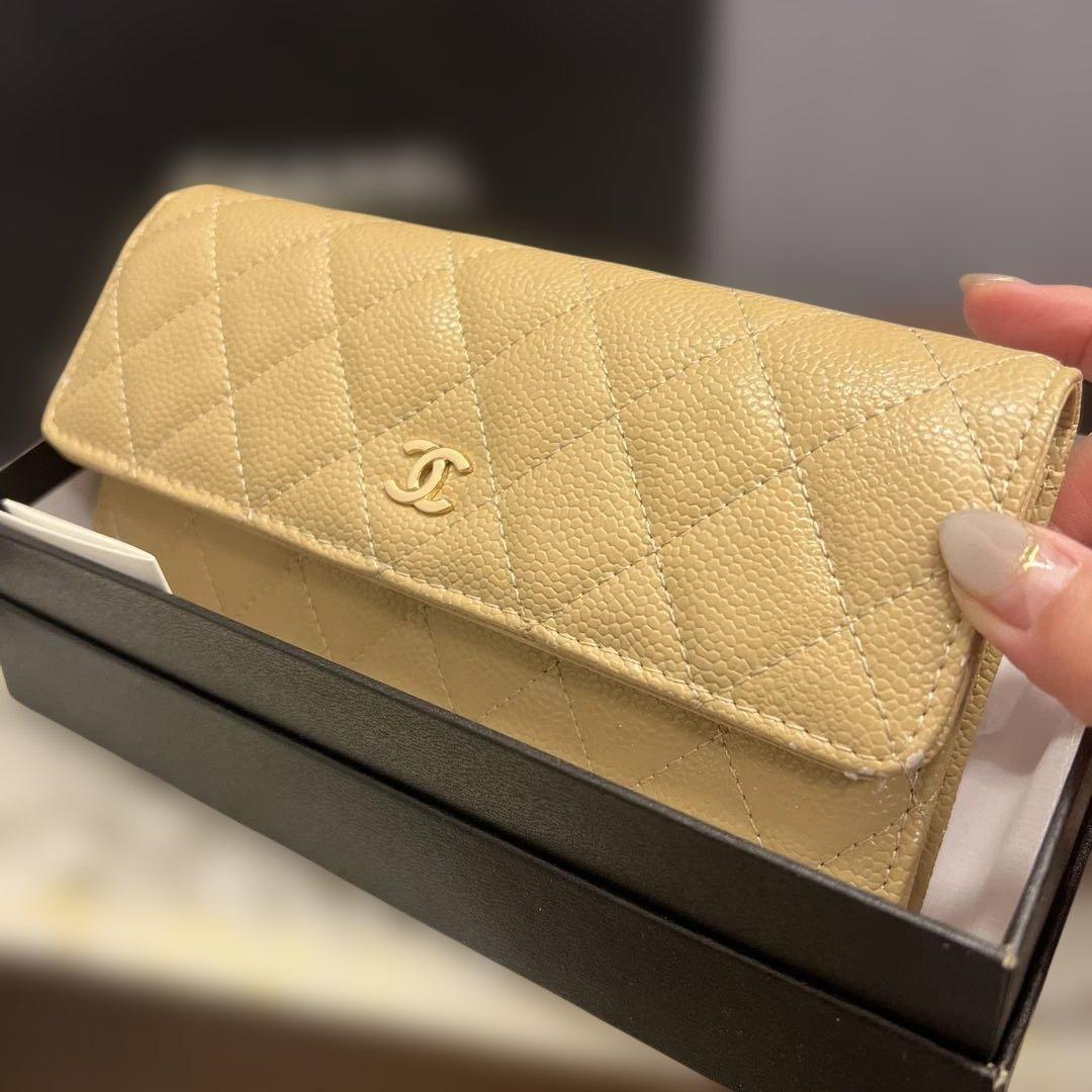 ス*ん様 ccロゴ 長財布 イエロー キルティング ゴールド金具 上品 高見え