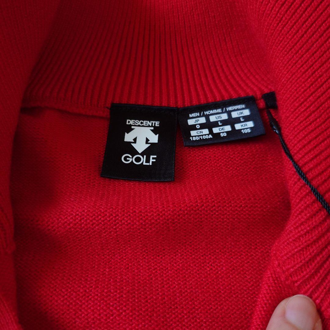 DESCENTE GOLF　赤いハーフジップ長袖セーター