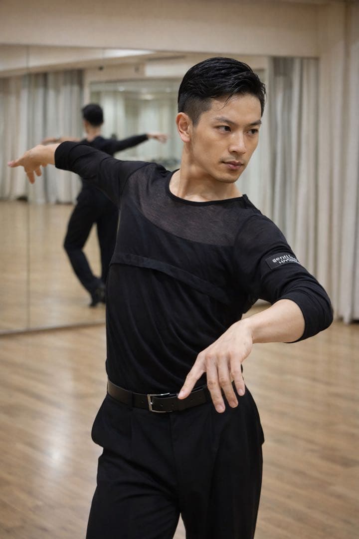 ジャンティgentilHOMMEメンズダンス長袖黒シースルーM