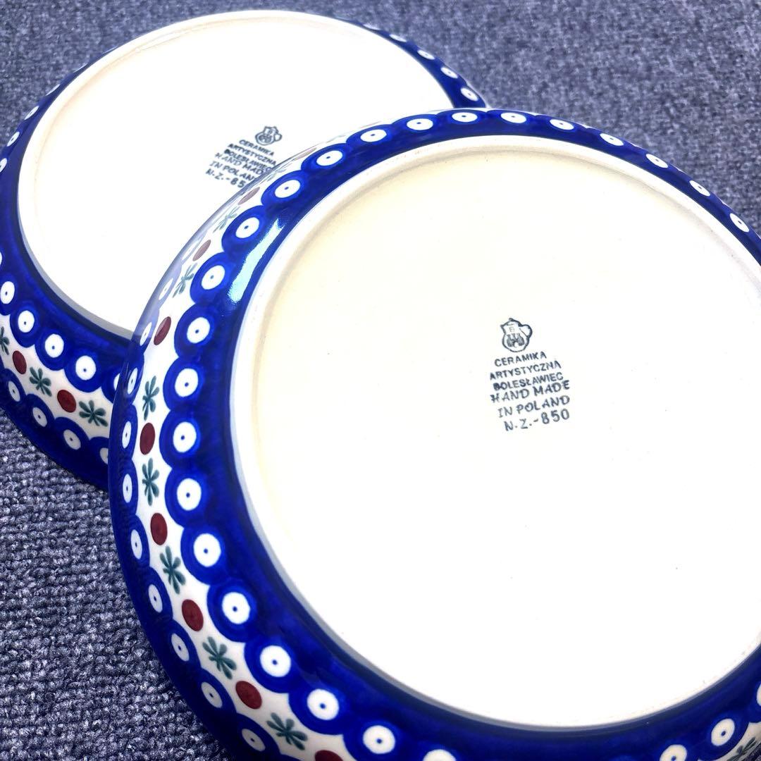 【本場現地購入】ポーランド食器＊伝統柄大皿2枚セット＊ポーリッシュポタリー未使用