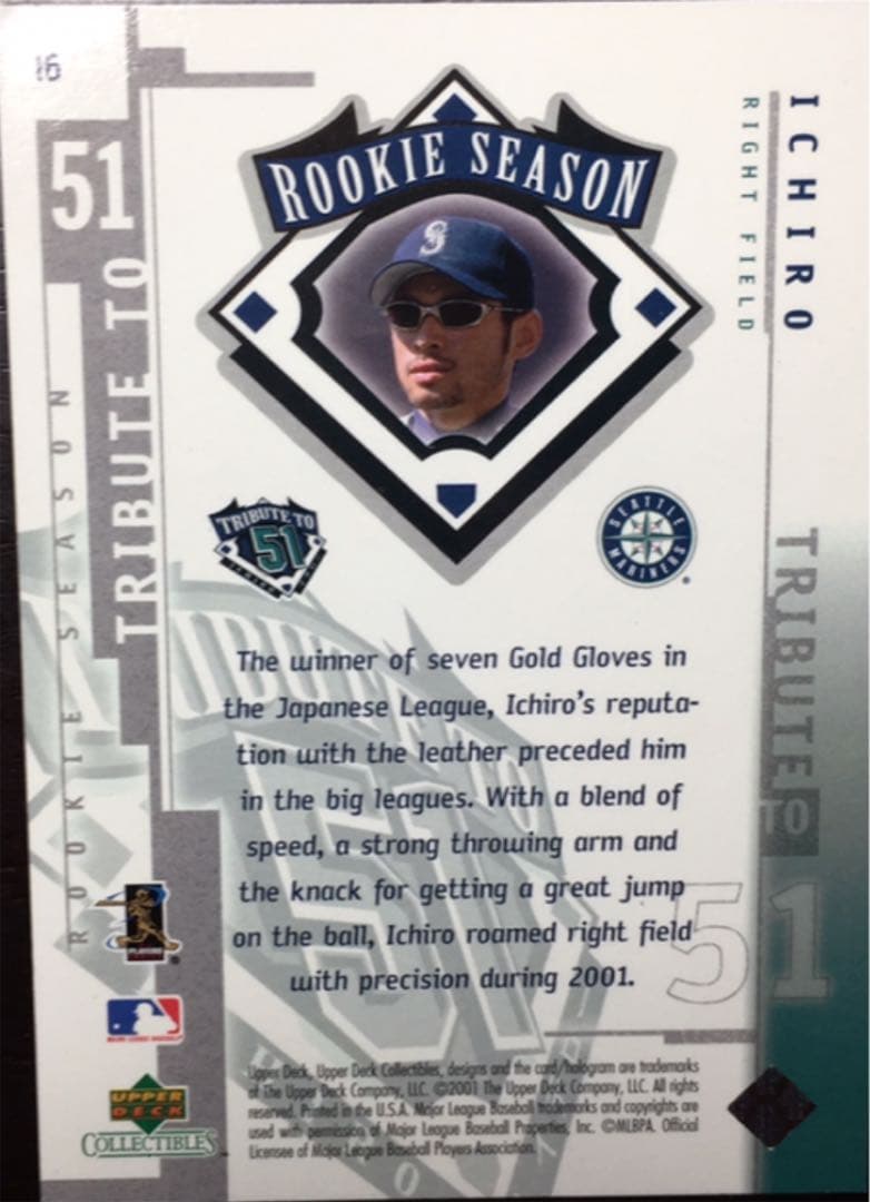 MLB公認 シアトル・マリナーズ  イチロー選手 カード 2001年 カード