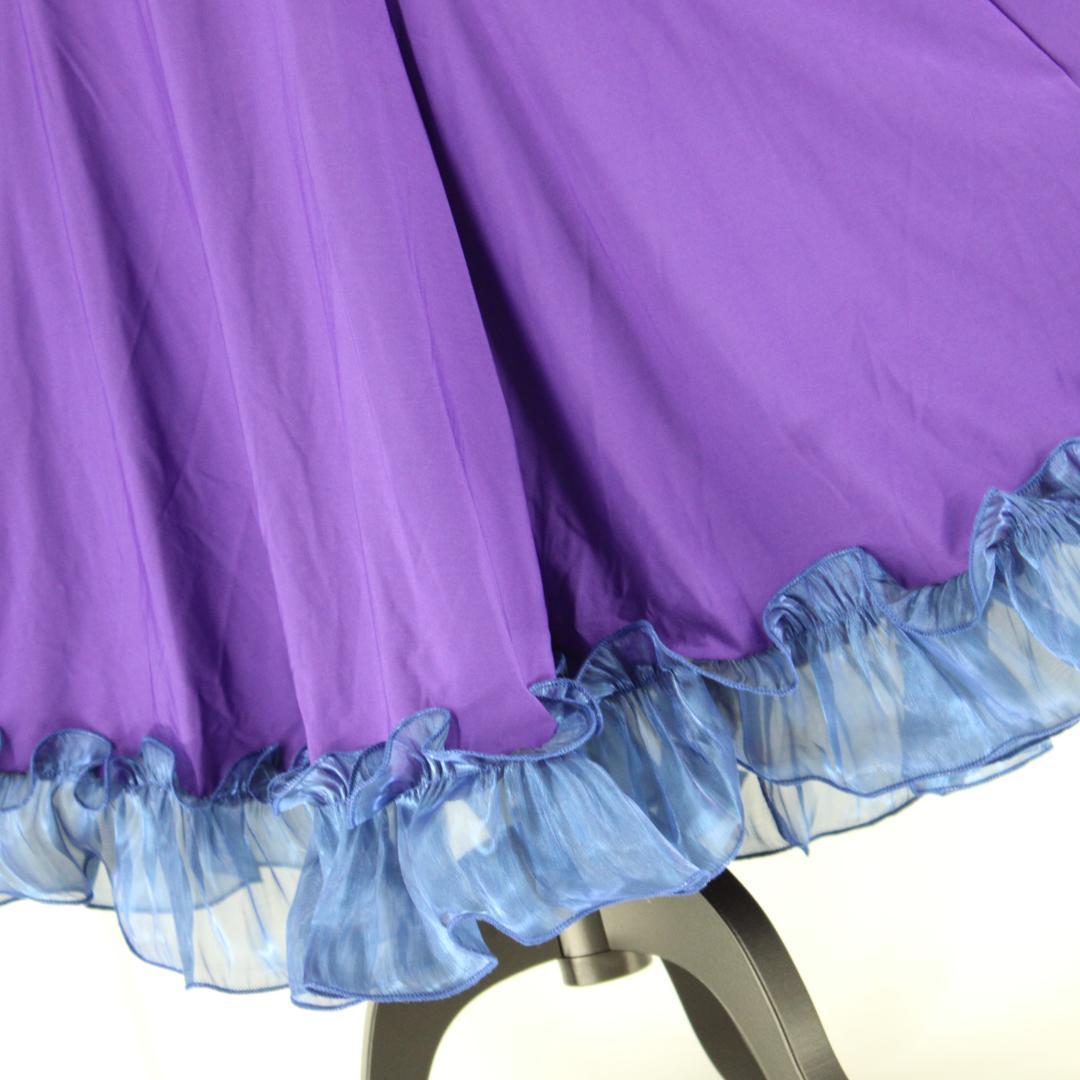 【美品 社交ダンス衣装】ワンピース ドレス A vivare 半袖 紫 かわいい