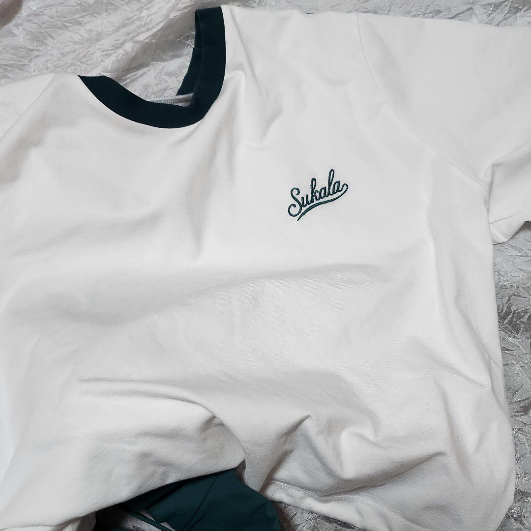 【SUKALA】ブラトップ付きラインクロップドTee(L/オフホワイト)
