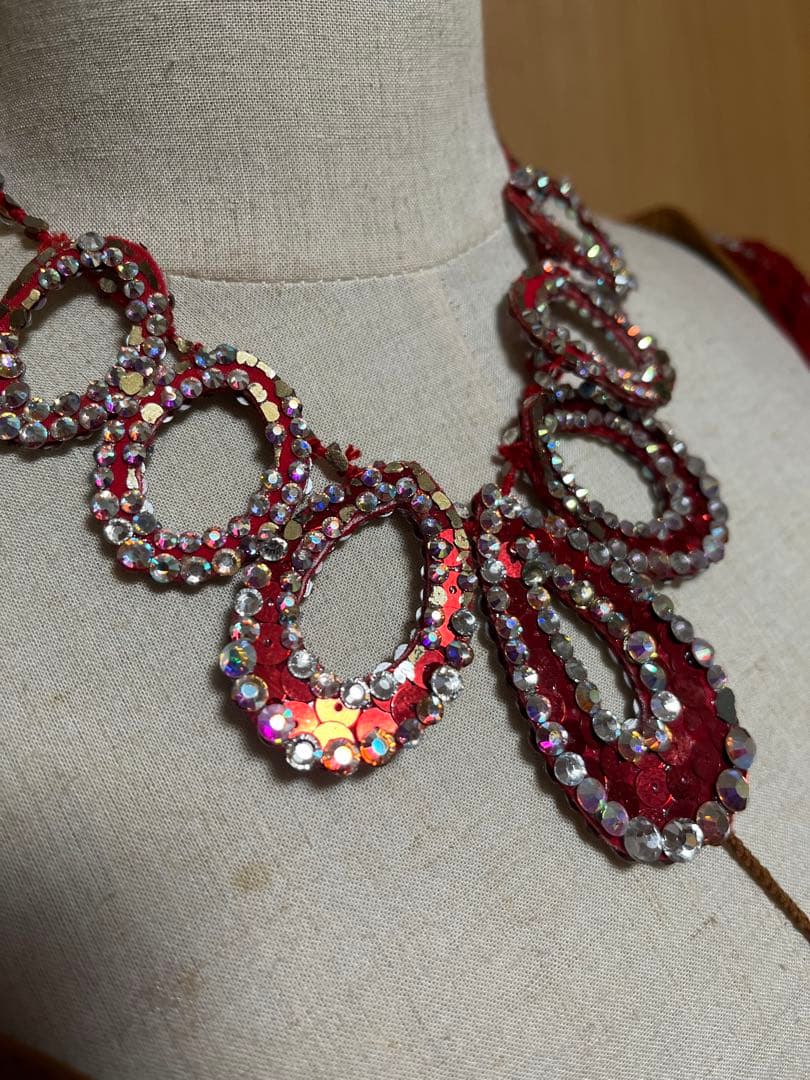 特価！❤️タカダンス ❤️レッドベルベットサテンラテンドレスM