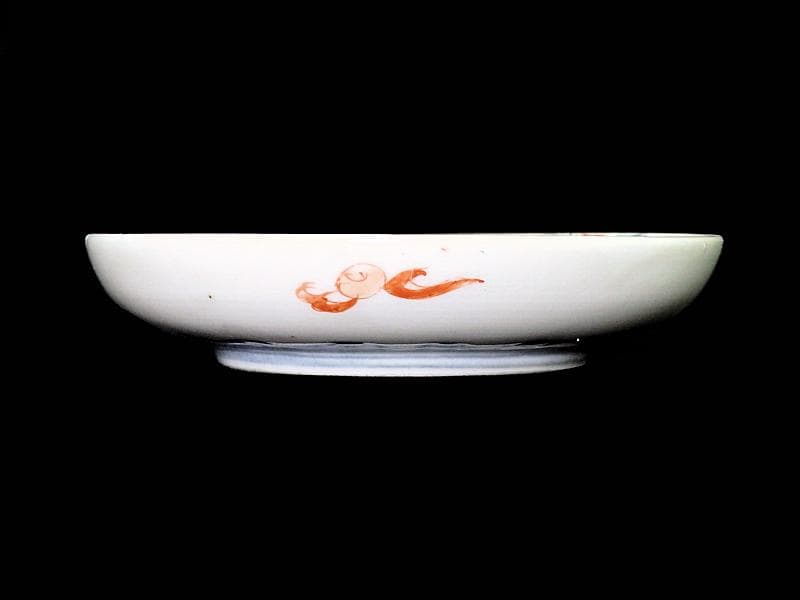 古伊万里　金襴手　紅葉に鳥居　花鳥紋の図　５寸皿　３枚　E549AS-COc