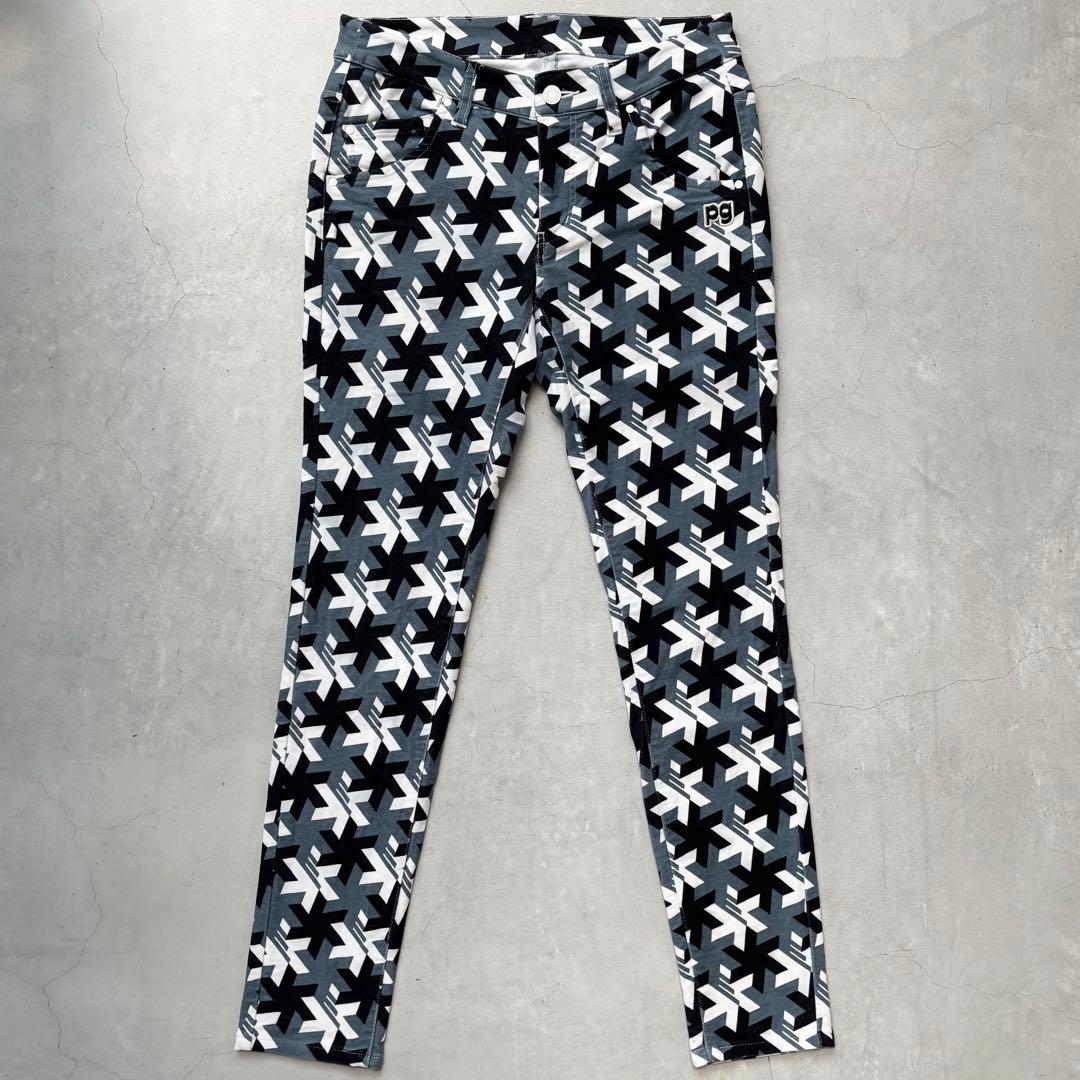 PEARLEY GATES パーリーゲイツ 総柄 ストレッチロングパンツ 秋冬