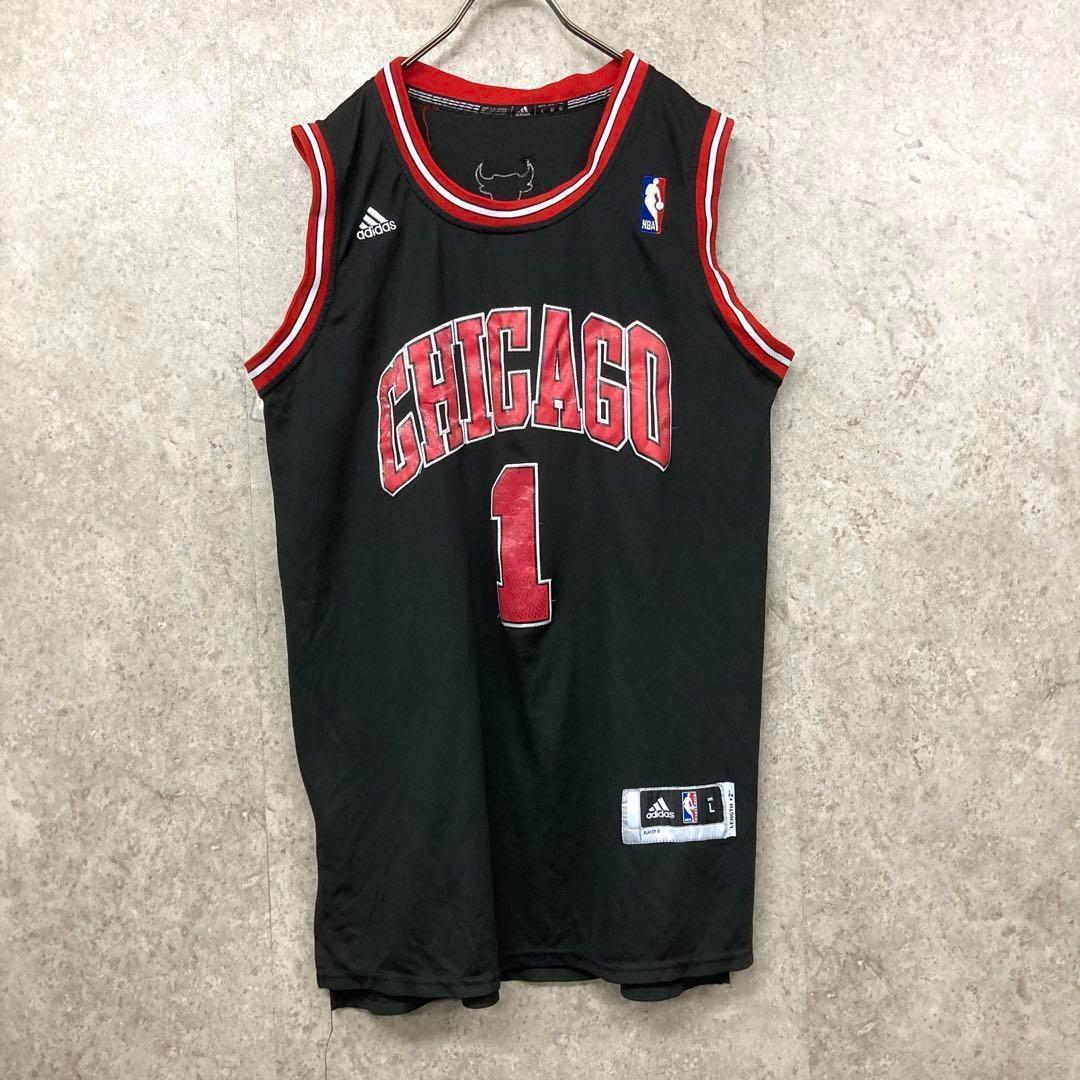 レア《アディダス》NBAシカゴブルズ 両面刺繍タンクトップ ユニフォーム/XL