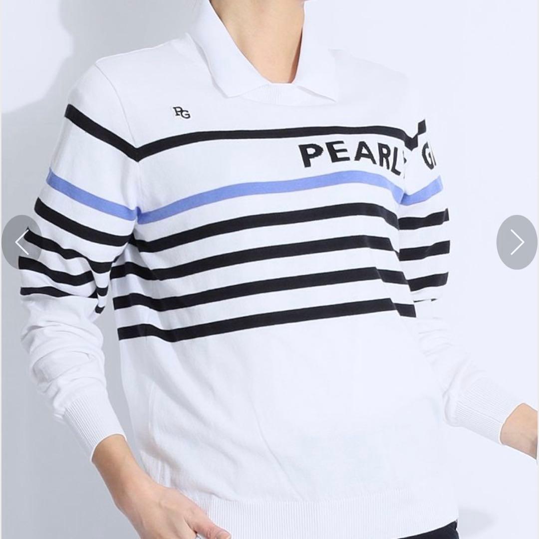パーリーゲイツ☆新品 配色ボーダーコットンクルーネックニット