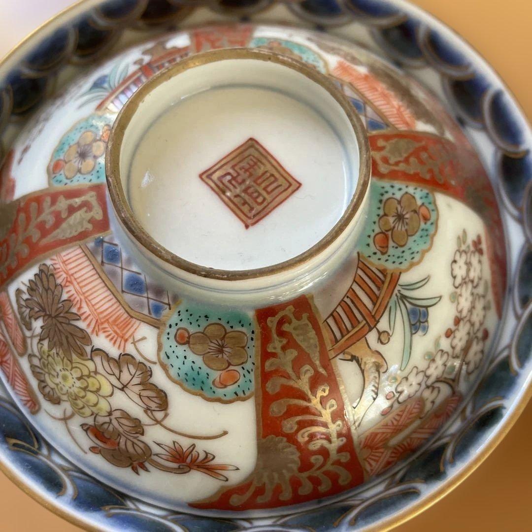 ♦骨董♦瓔珞♦蓋茶碗♦2客♦多分明治時代♦