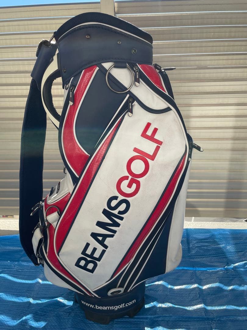 BEAMS GOLF キャディバッグ ホワイト/レッド