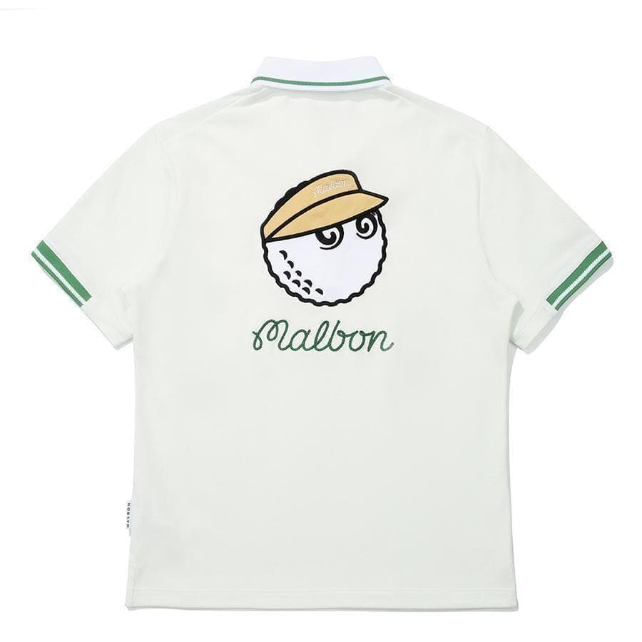 白色L マルボンゴルフ ポロシャツ Malbon Golf レディース シャツ