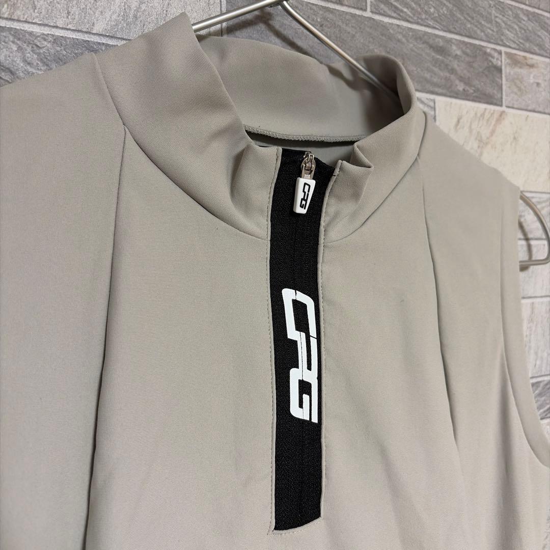 CPG GOLF ハーフジップスリーブレスワンピース ゴルフ ベージュ サイズ2