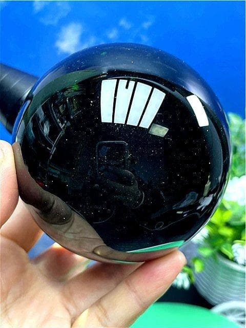 90mm 1010g 超綺麗★オブシディアン丸玉B89Z1/161Z02C