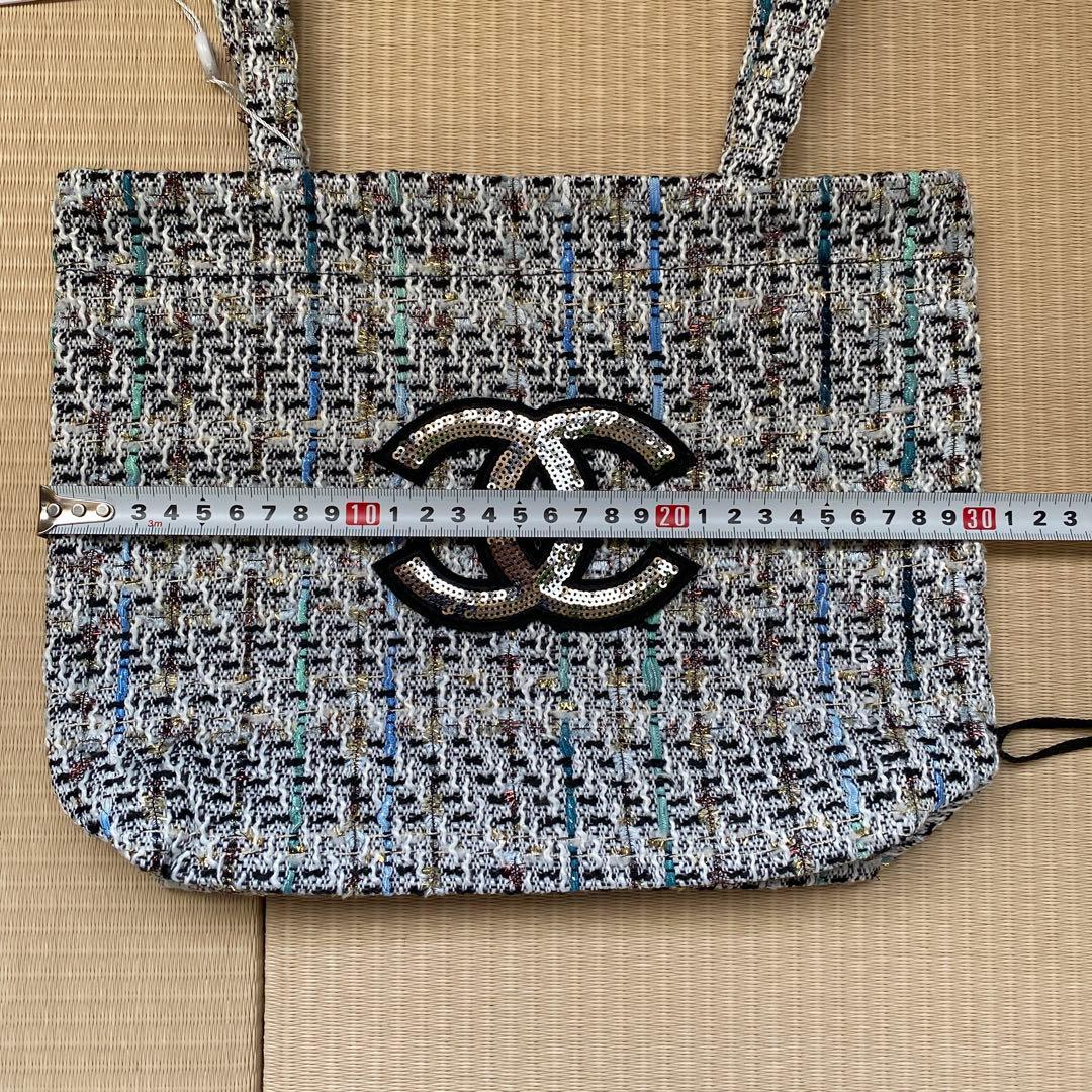 【未使用】シャネルノベルティ ツイード トートバッグ スパンコール ココマーク